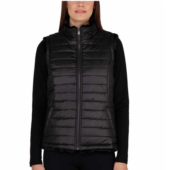 Nicole Miller Women's Reversible Cozy Quilted Faux Fur Insulated Puffer Vest - Picture 6 of 13